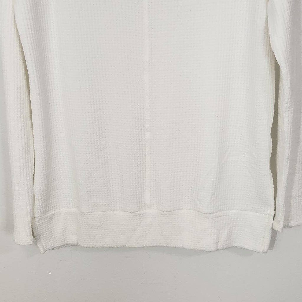 Bobi White Cowl Neck Waffle Knit Top NWT Medium Revolve Thermal Knit Comfy Top