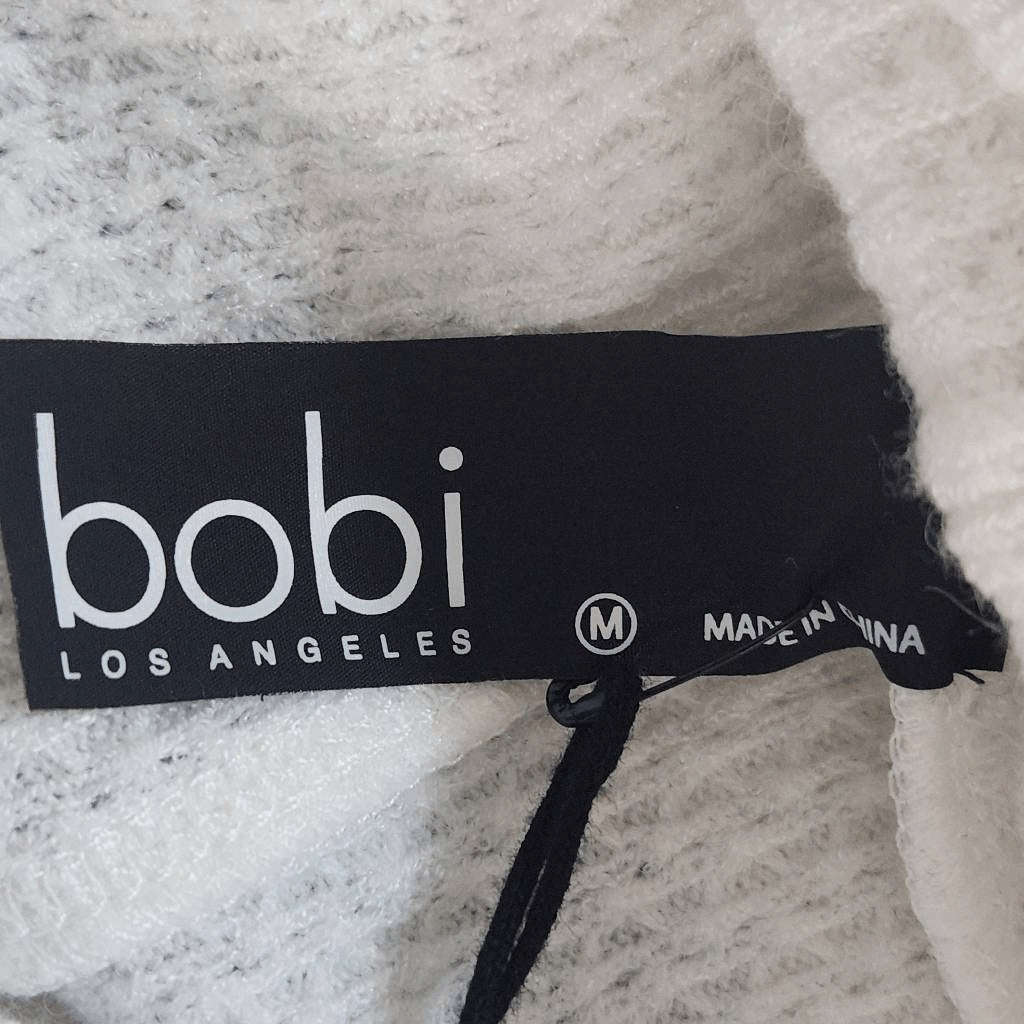 Bobi White Cowl Neck Waffle Knit Top NWT Medium Revolve Thermal Knit Comfy Top