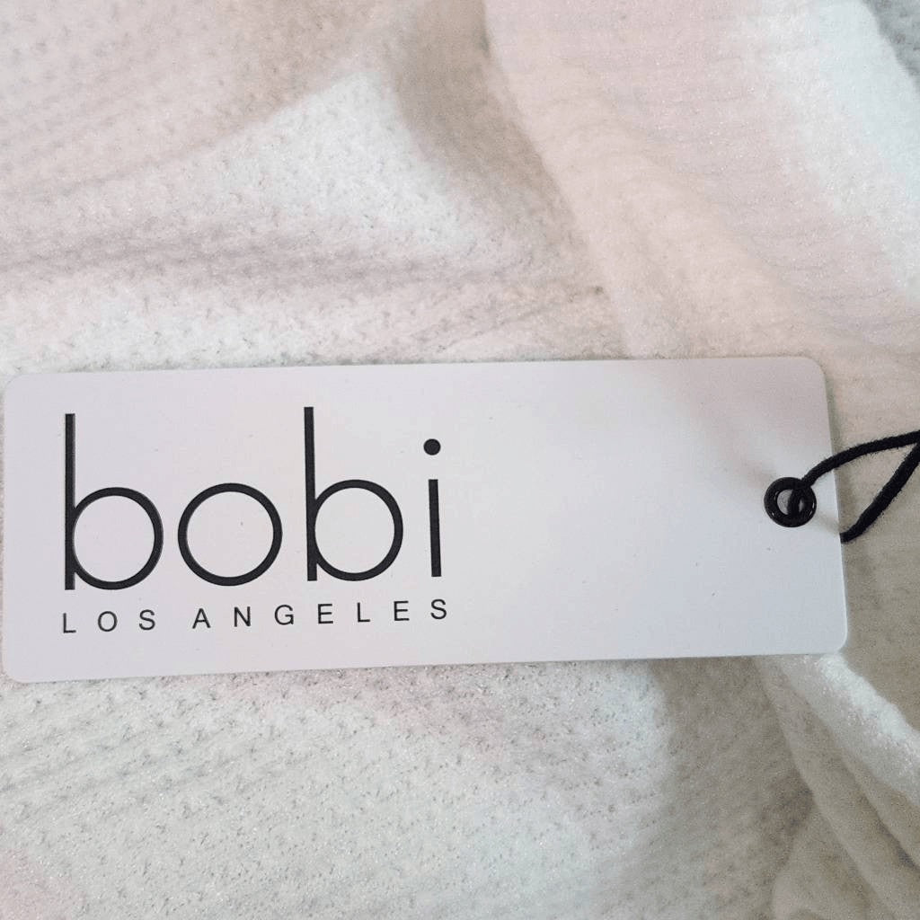 Bobi White Cowl Neck Waffle Knit Top NWT Medium Revolve Thermal Knit Comfy Top