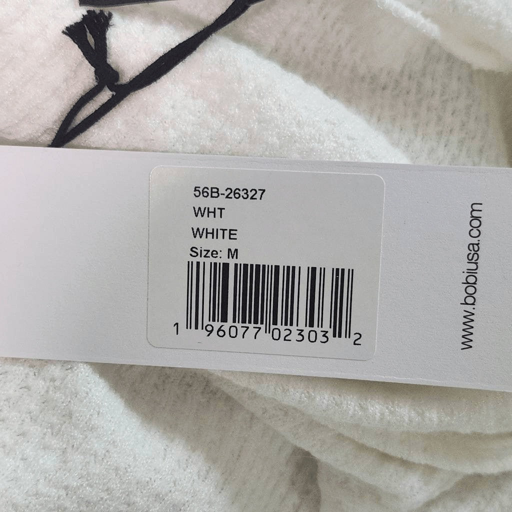 Bobi White Cowl Neck Waffle Knit Top NWT Medium Revolve Thermal Knit Comfy Top