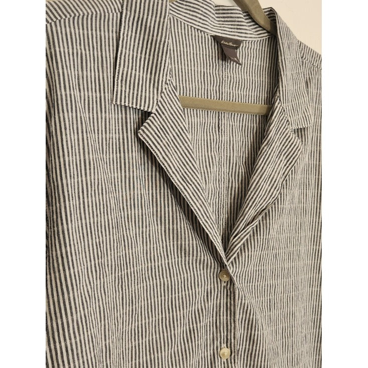 Eddie Bauer Black and White Striped Button-Down Shirt Size XL