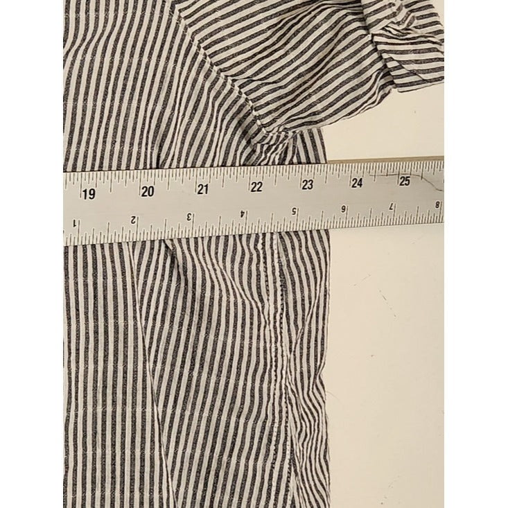 Eddie Bauer Black and White Striped Button-Down Shirt Size XL