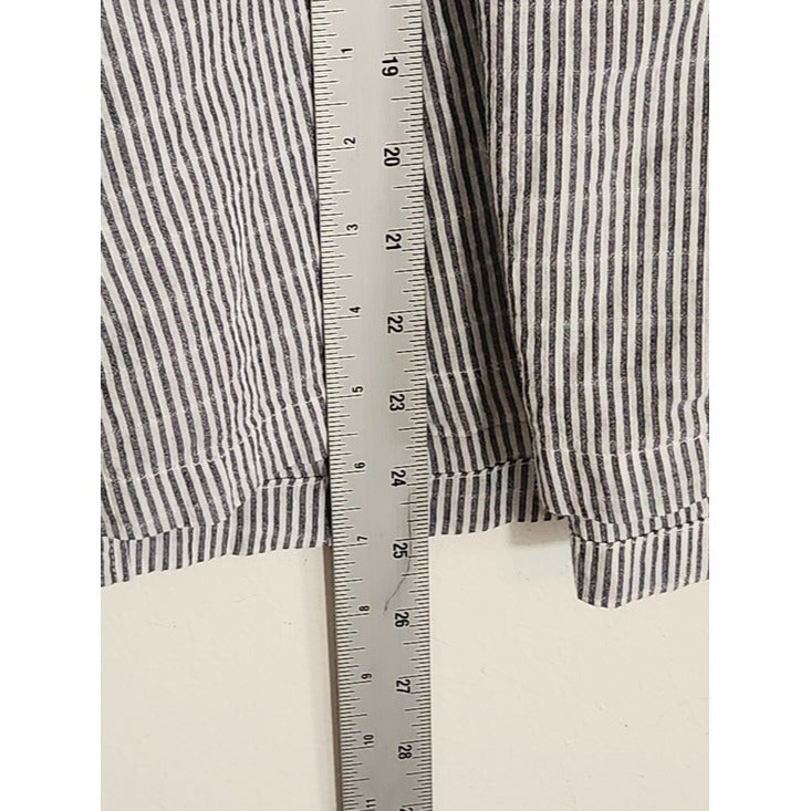 Eddie Bauer Black and White Striped Button-Down Shirt Size XL