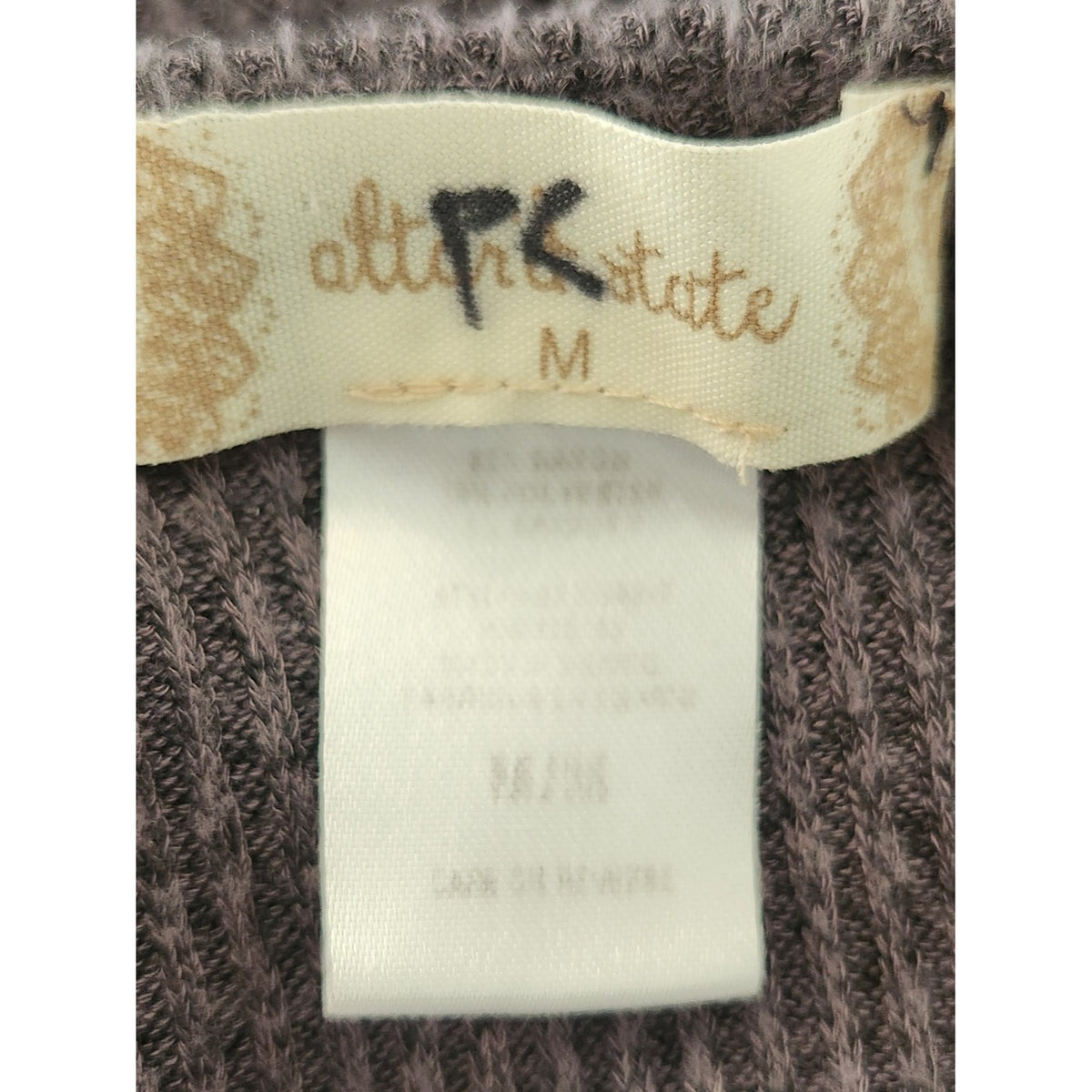 Altar'd State Gray Ribbed Knit V-Neck Crop Top Size Medium