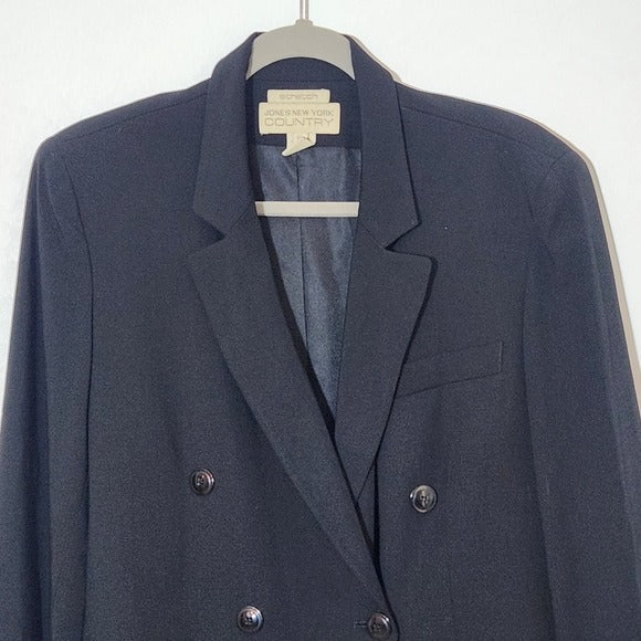 Jones New York Country Women's Black Double-Breasted Blazer Size 10 Black Blazer