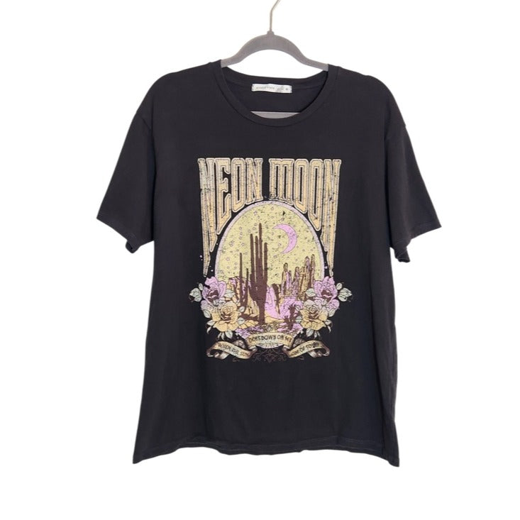 Altar'd State Black Neon Moon Graphic Tee Size Medium