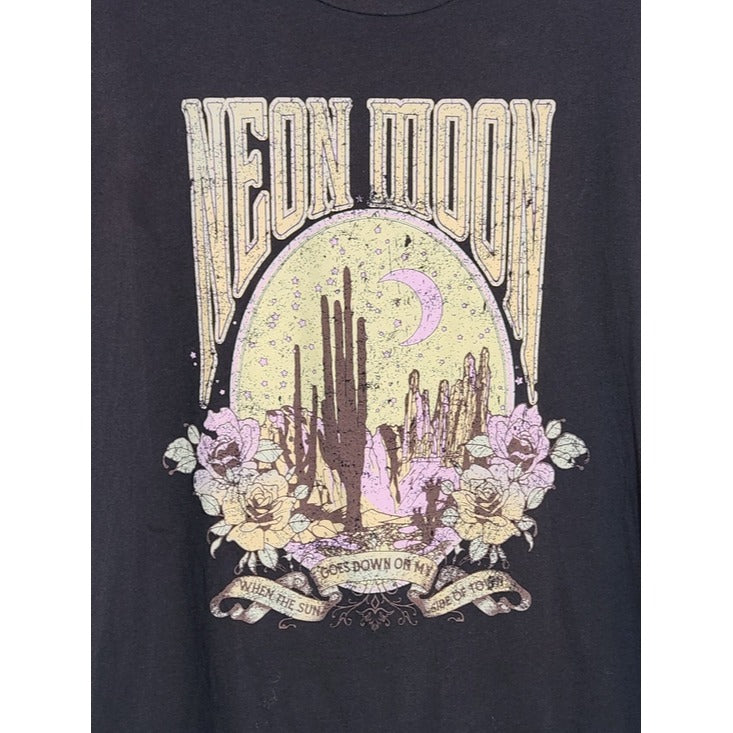 Altar'd State Black Neon Moon Graphic Tee Size Medium