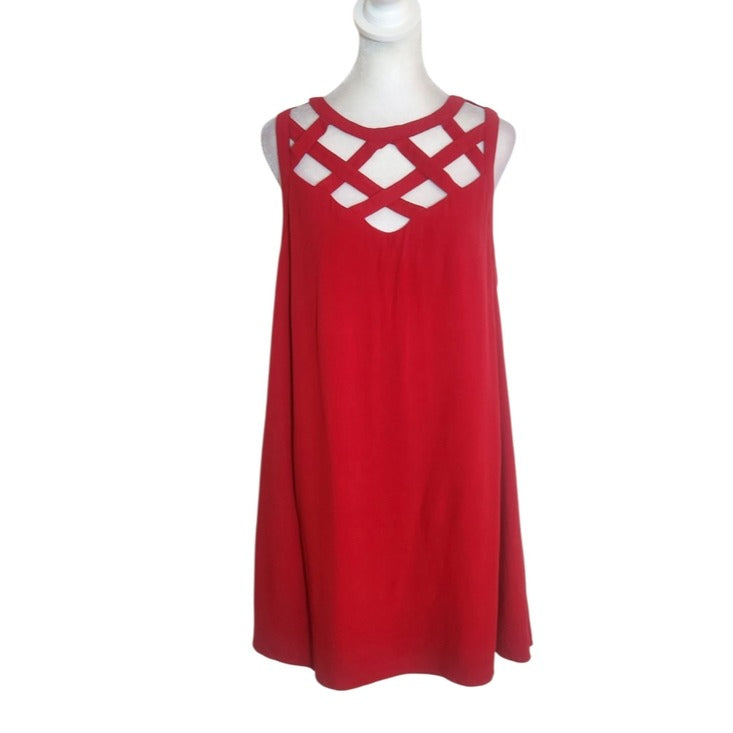 Entro Red Strappy Sleeveless Shift Mini Dress Size Large