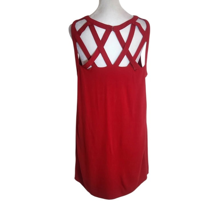 Entro Red Strappy Sleeveless Shift Mini Dress Size Large