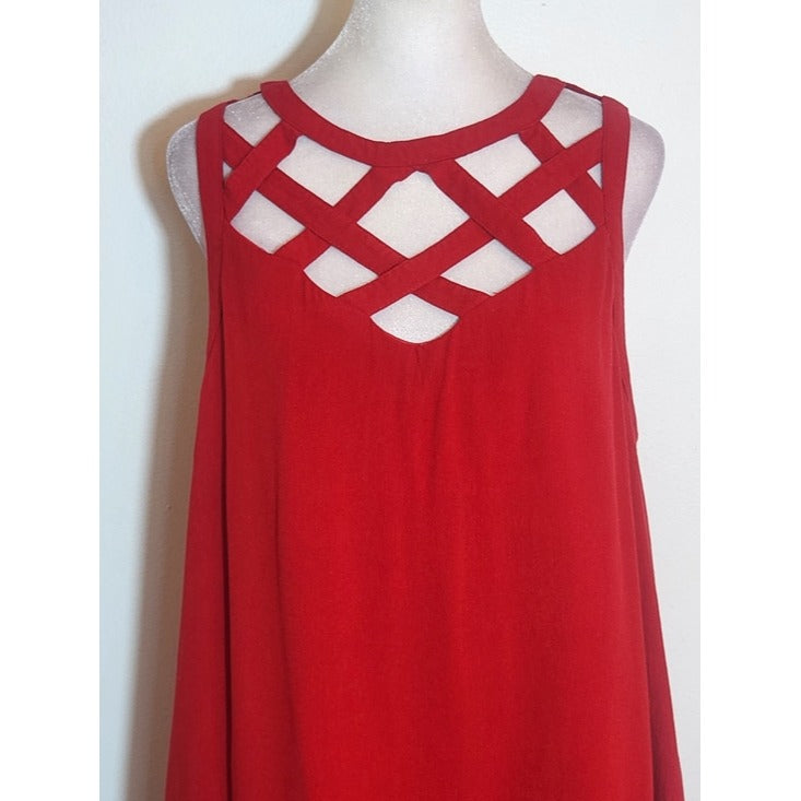 Entro Red Strappy Sleeveless Shift Mini Dress Size Large