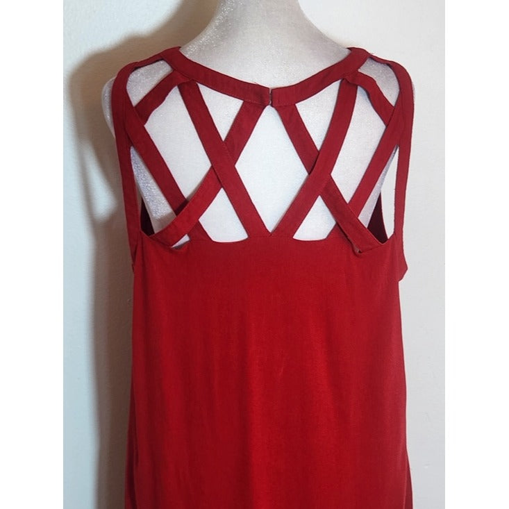 Entro Red Strappy Sleeveless Shift Mini Dress Size Large