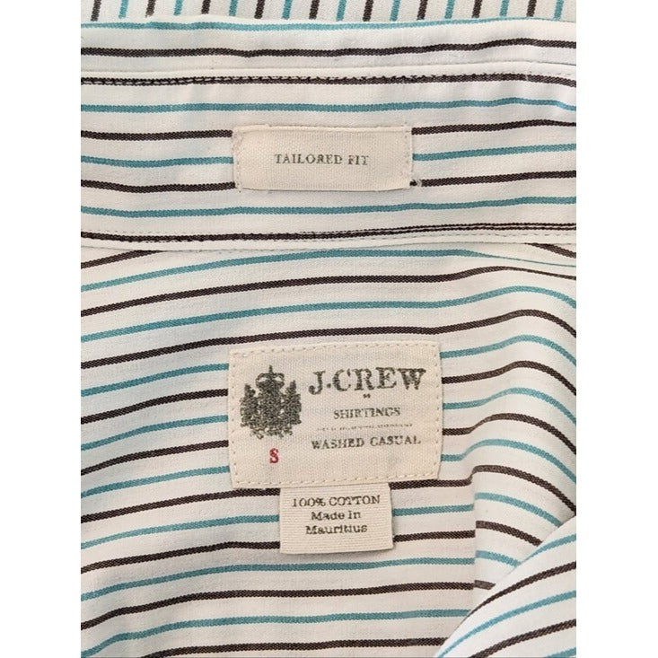 J. Crew Washed Casual Blue and Black Stripe Button Up Shirt Size Small