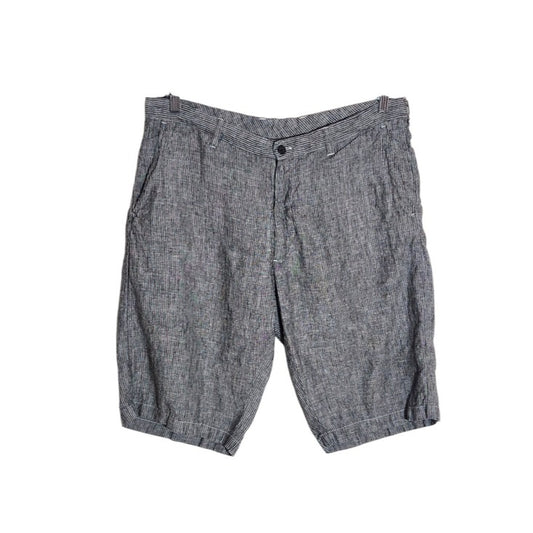 Toscana Mens Black and White Striped Linen Shorts Size 38