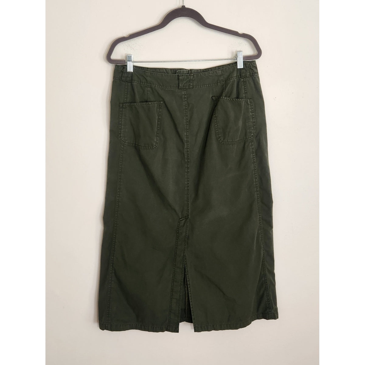 White Stag Green Cotton Cargo Utility Midi Skirt Size 12