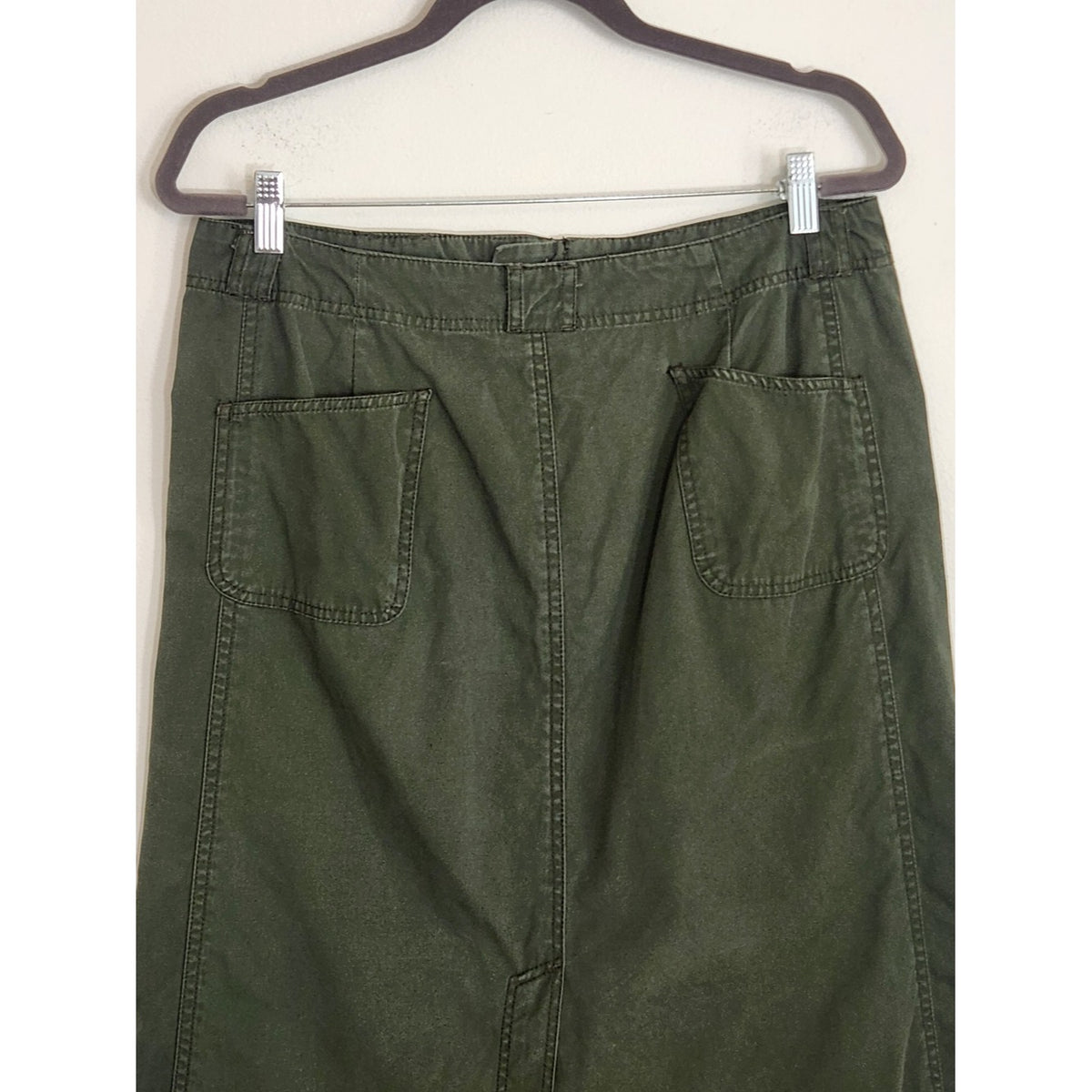 White Stag Green Cotton Cargo Utility Midi Skirt Size 12