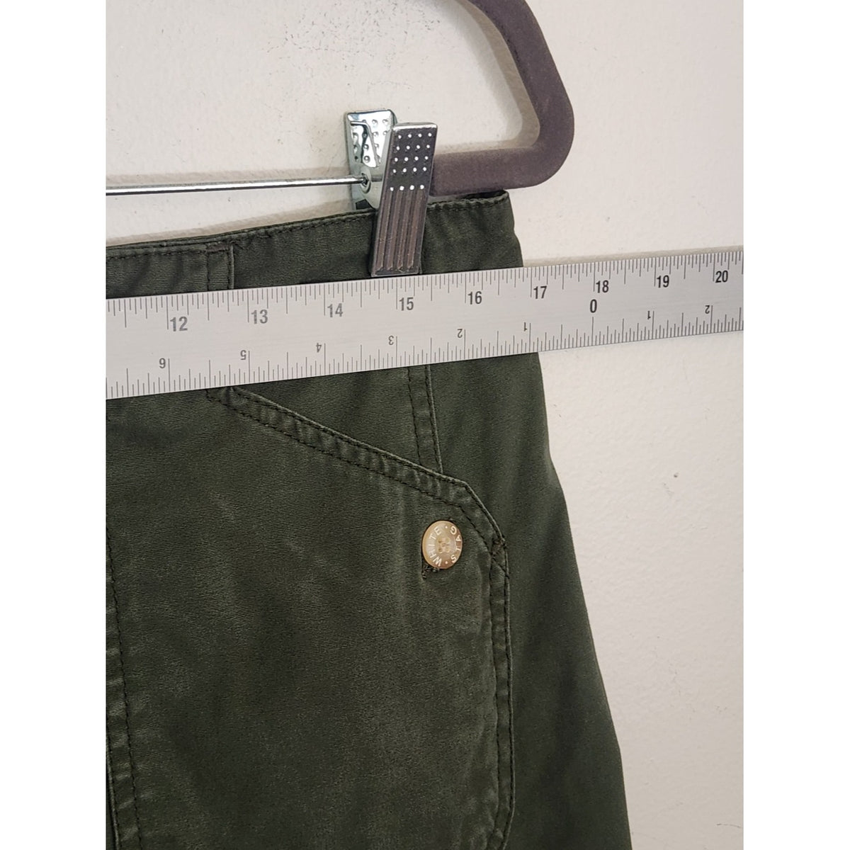 White Stag Green Cotton Cargo Utility Midi Skirt Size 12