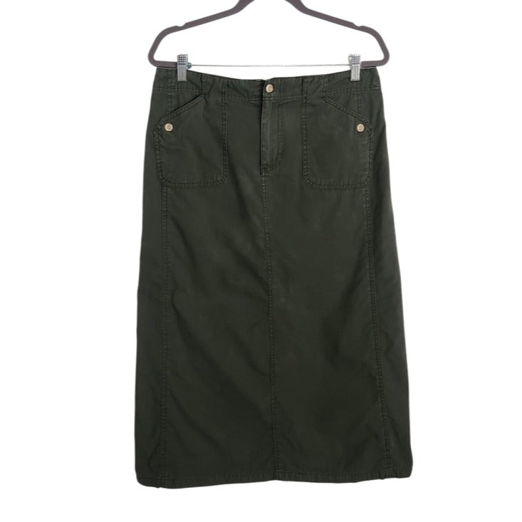 White Stag Green Cotton Cargo Utility Midi Skirt Size 12