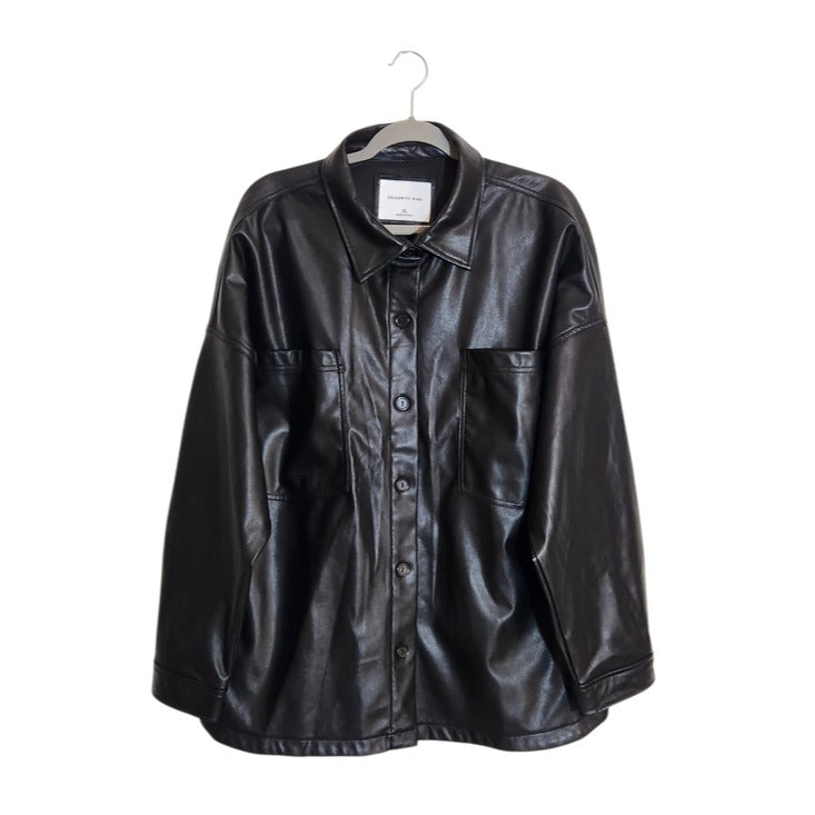 Celebrity Pink Black Faux Leather Shacket Size XL NWT