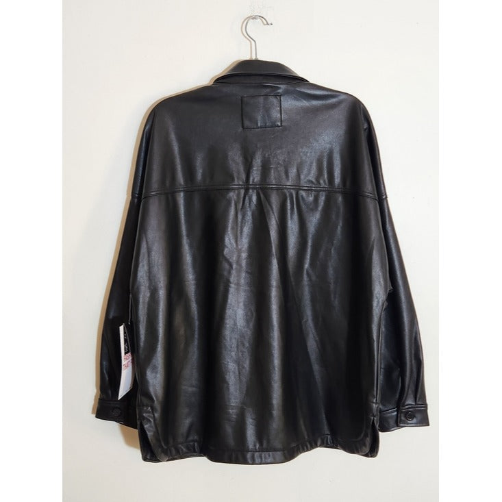Celebrity Pink Black Faux Leather Shacket Size XL NWT