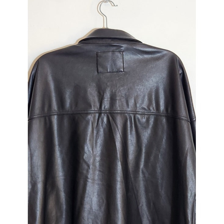 Celebrity Pink Black Faux Leather Shacket Size XL NWT