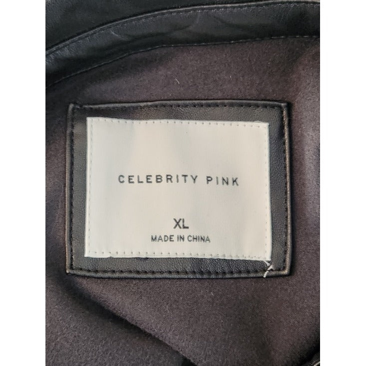 Celebrity Pink Black Faux Leather Shacket Size XL NWT