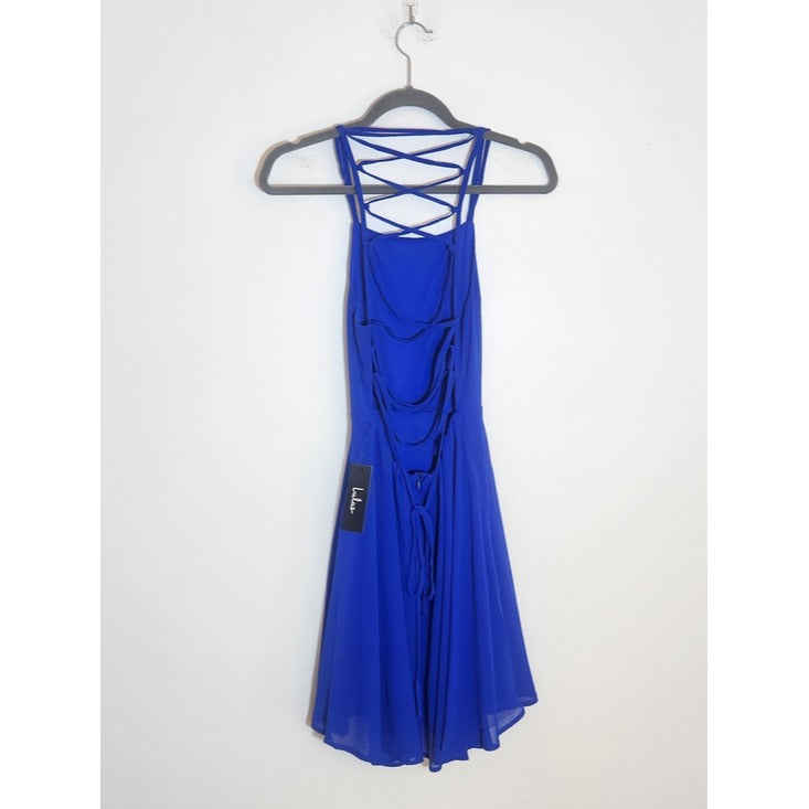 Lulus Blue Mini Cocktail Dress with Strappy Back NWT Size XS Wedding Guest Dress