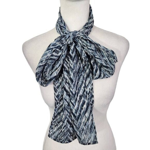 Blue Chevron Print Scarf One Size Blue Chevron Scarf
