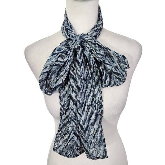 Blue Chevron Print Scarf One Size Blue Chevron Scarf