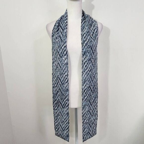 Blue Chevron Print Scarf One Size Blue Chevron Scarf