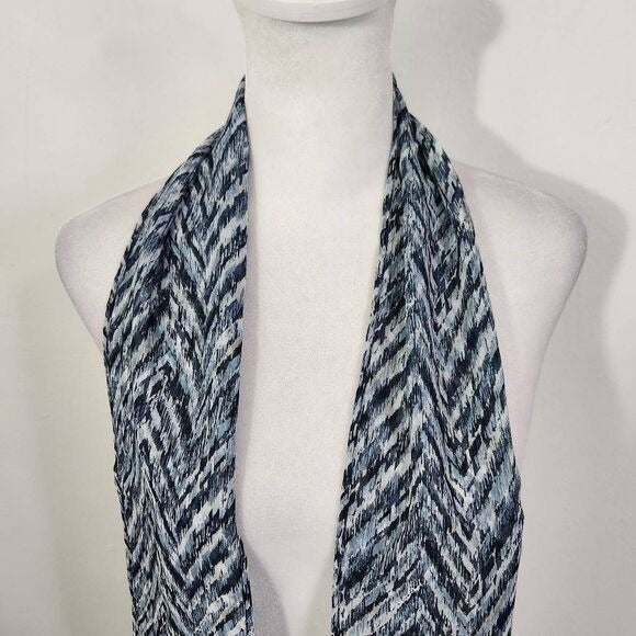 Blue Chevron Print Scarf One Size Blue Chevron Scarf