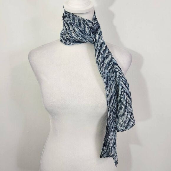 Blue Chevron Print Scarf One Size Blue Chevron Scarf