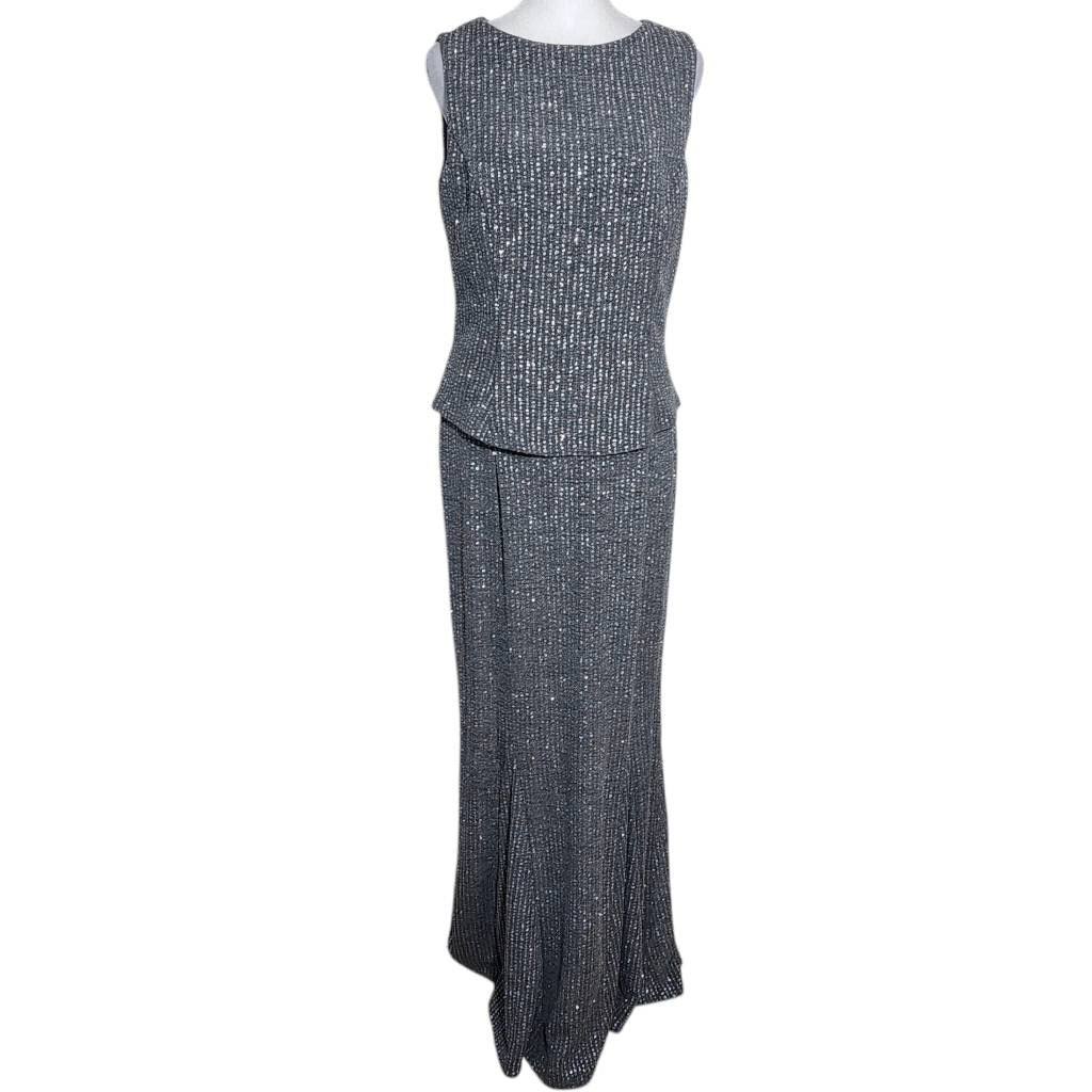 Scott McClintock Gray and Silver Formal Dress Size 10 Wedding Guest Dress