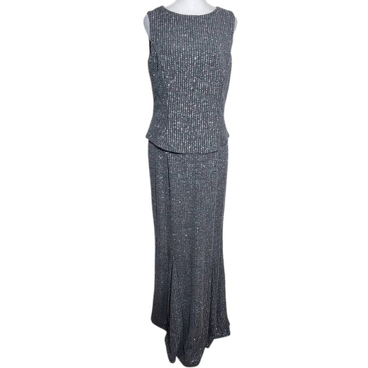 Scott McClintock Gray and Silver Formal Dress Size 10 Wedding Guest Dress