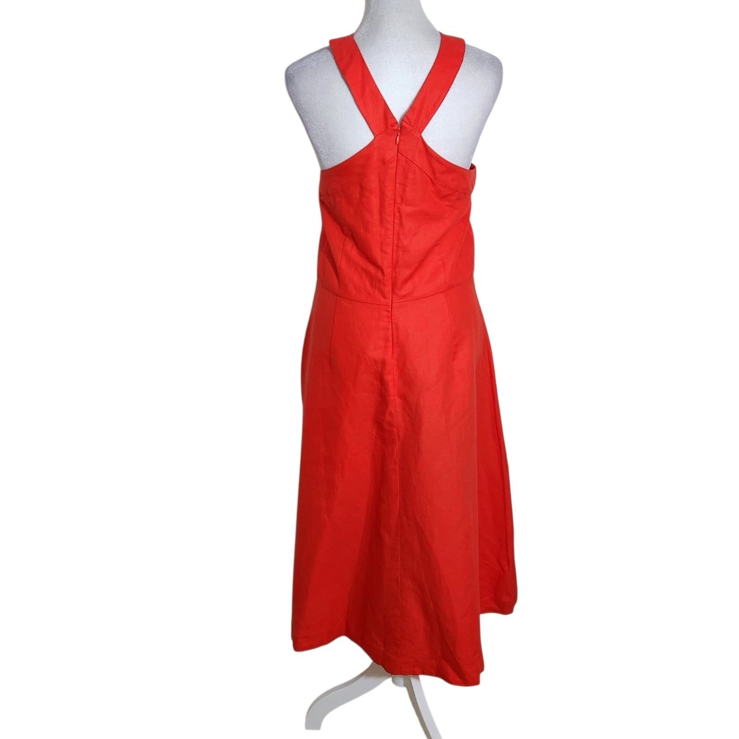 Ann Taylor Red Halter Midi Dress Size 10 NWT Flaw