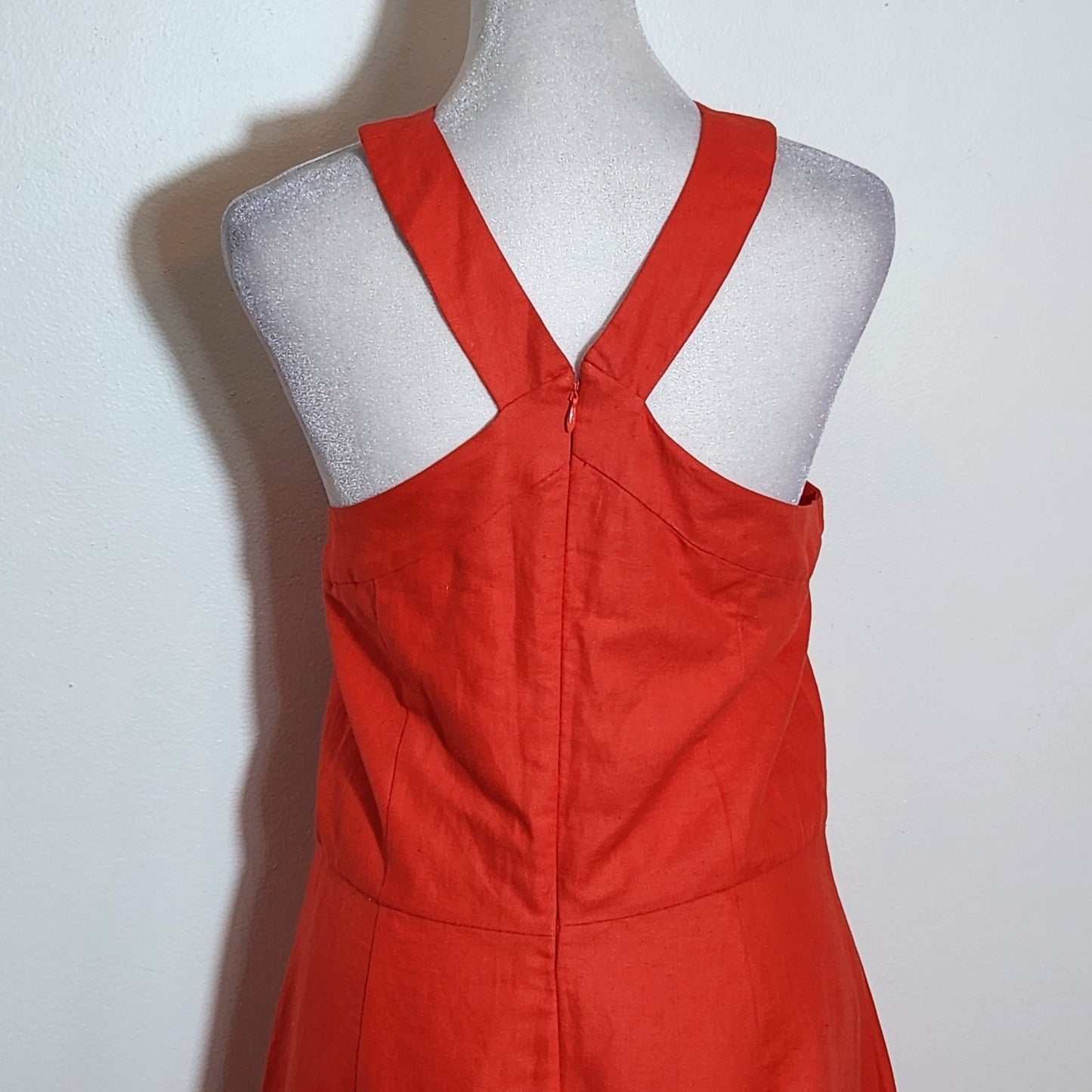 Ann Taylor Red Halter Midi Dress Size 10 NWT Flaw