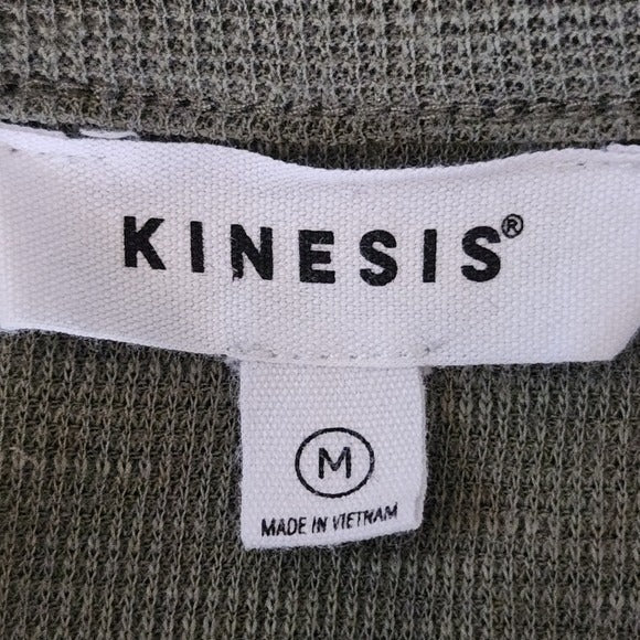 Kinesis Olive Green V-Neck Tee Size Medium Textured Green Top