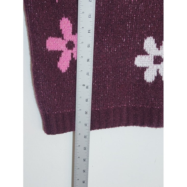 SO Burgundy Floral Sweater Knit Pullover Size Medium NWT