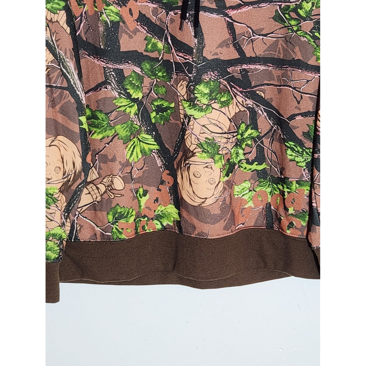 Chucky Brown and Green Camo Pullover Hoodie with Drawstring Size Small