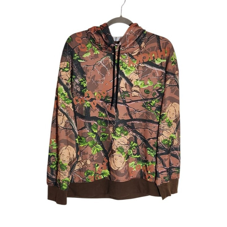 Chucky Brown and Green Camo Pullover Hoodie with Drawstring Size Small