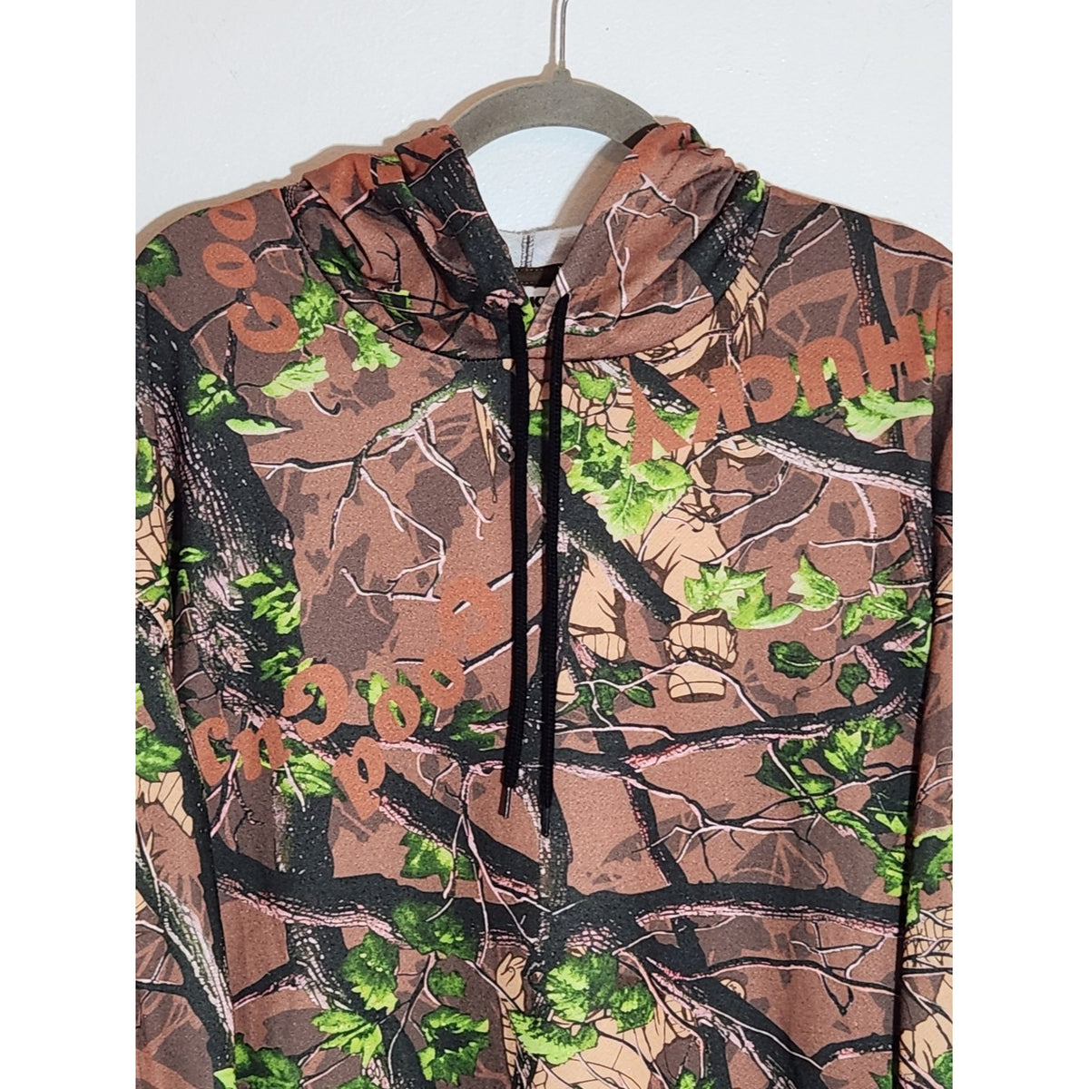 Chucky Brown and Green Camo Pullover Hoodie with Drawstring Size Small