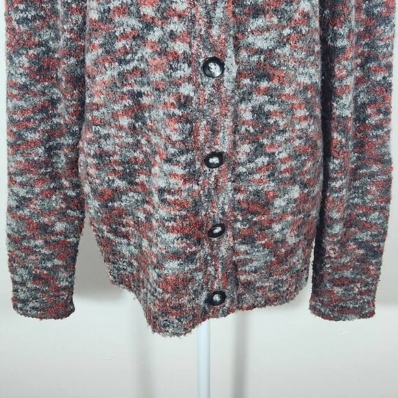 Woolrich Button-Front Cardigan Sweater Rust and Gray Wool Cardigan Size Small