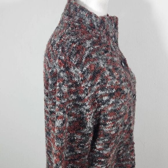 Woolrich Button-Front Cardigan Sweater Rust and Gray Wool Cardigan Size Small