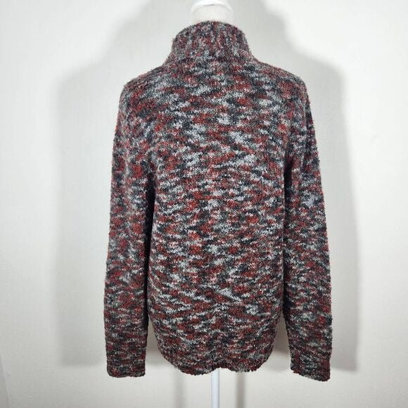 Woolrich Button-Front Cardigan Sweater Rust and Gray Wool Cardigan Size Small