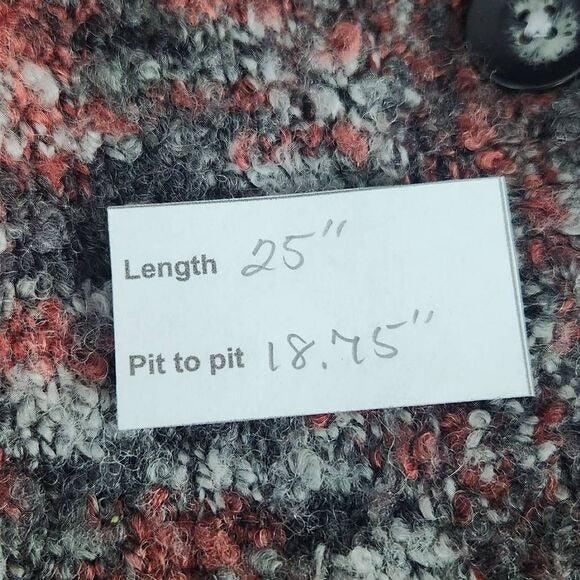 Woolrich Button-Front Cardigan Sweater Rust and Gray Wool Cardigan Size Small