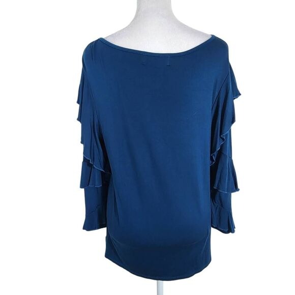 Liz Claiborne Blue Knit Top with Ruffle Sleeves Size Small, New