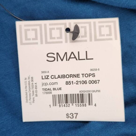 Liz Claiborne Blue Knit Top with Ruffle Sleeves Size Small, New