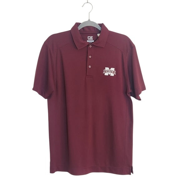 Cutter & Buck Short Sleeve Burgundy Mississippi State Polo Size Small