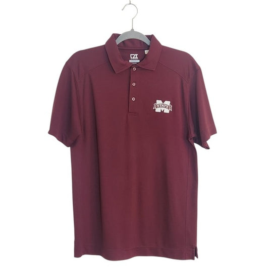 Cutter & Buck Short Sleeve Burgundy Mississippi State Polo Size Small