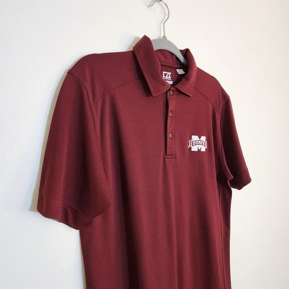 Cutter & Buck Short Sleeve Burgundy Mississippi State Polo Size Small