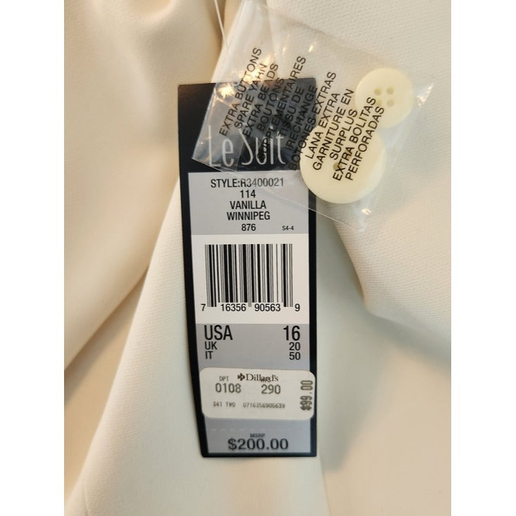 Le Suit Cream Dressy Blazer Size 16 NWT